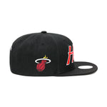 Miami Heat Mitchell & Ness Snapback Hat Black/Dark Red/Script
