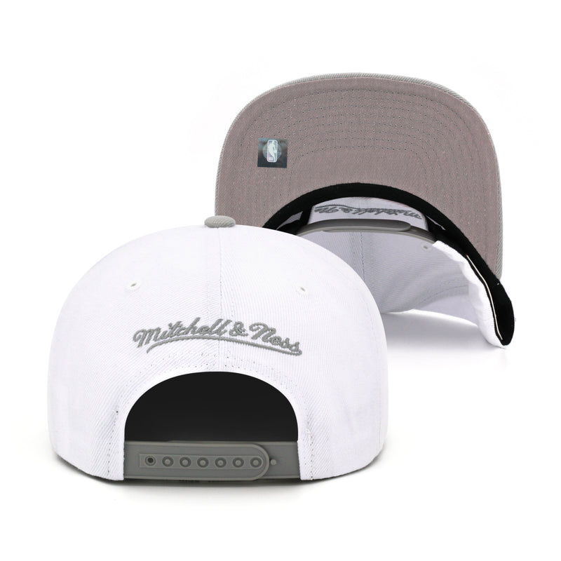 Brooklyn Nets White Mitchell & Ness Snapback Hat Jordan 4 Retro Cool Grey