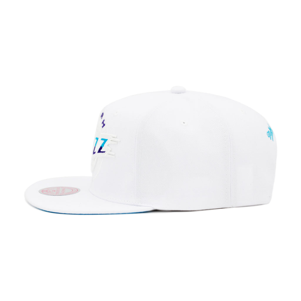 Utah Jazz Mitchell & Ness White Out TC Pop Snapback Hat White