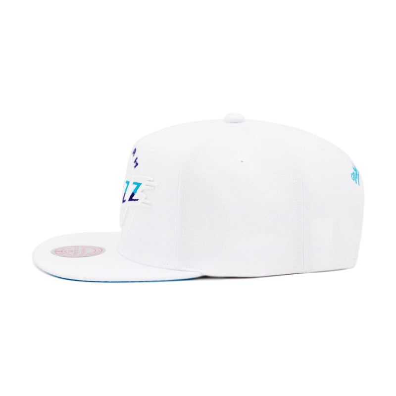 Utah Jazz Mitchell & Ness White Out TC Pop Snapback Hat White