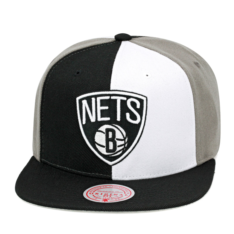 Brooklyn Nets Mitchell & Ness Pinwheel Snapback Hat Black/White/Grey