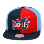 Houston Rockets Mitchell & Ness Pinwheel Snapback Hat Navy/Red/Light Blue