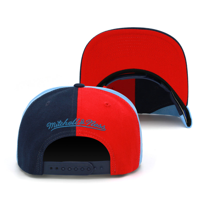 Houston Rockets Mitchell & Ness Pinwheel Snapback Hat Navy/Red/Light Blue