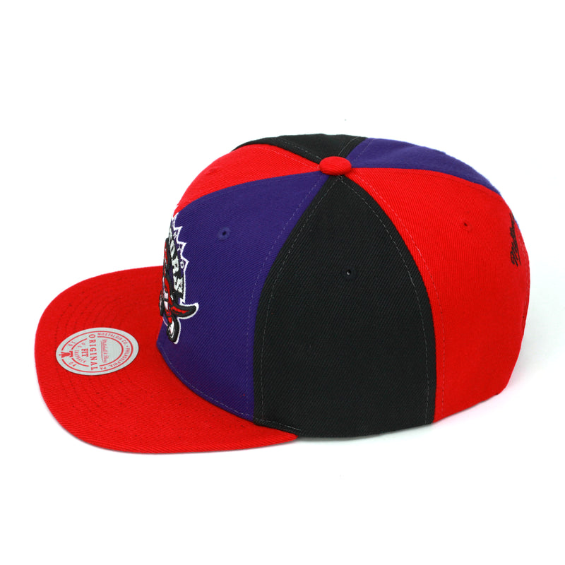 Toronto Raptors Mitchell & Ness Pinwheel Snapback Hat Red/Purple/Black