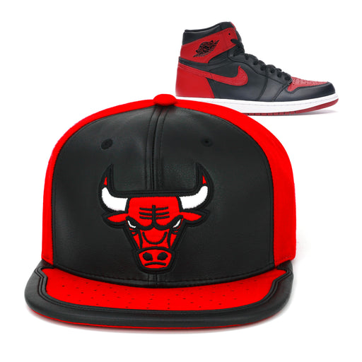 Chicago Bulls Mitchell & Ness Snapback Hat For Jordan 1 Retro Bred "Banned"