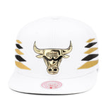 Chicago Bulls Mitchell & Ness Snapback Hat White/Gold/Black/Diamond Side