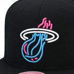 Miami Heat Black Mitchell & Ness Neon Vice Snapback Hat
