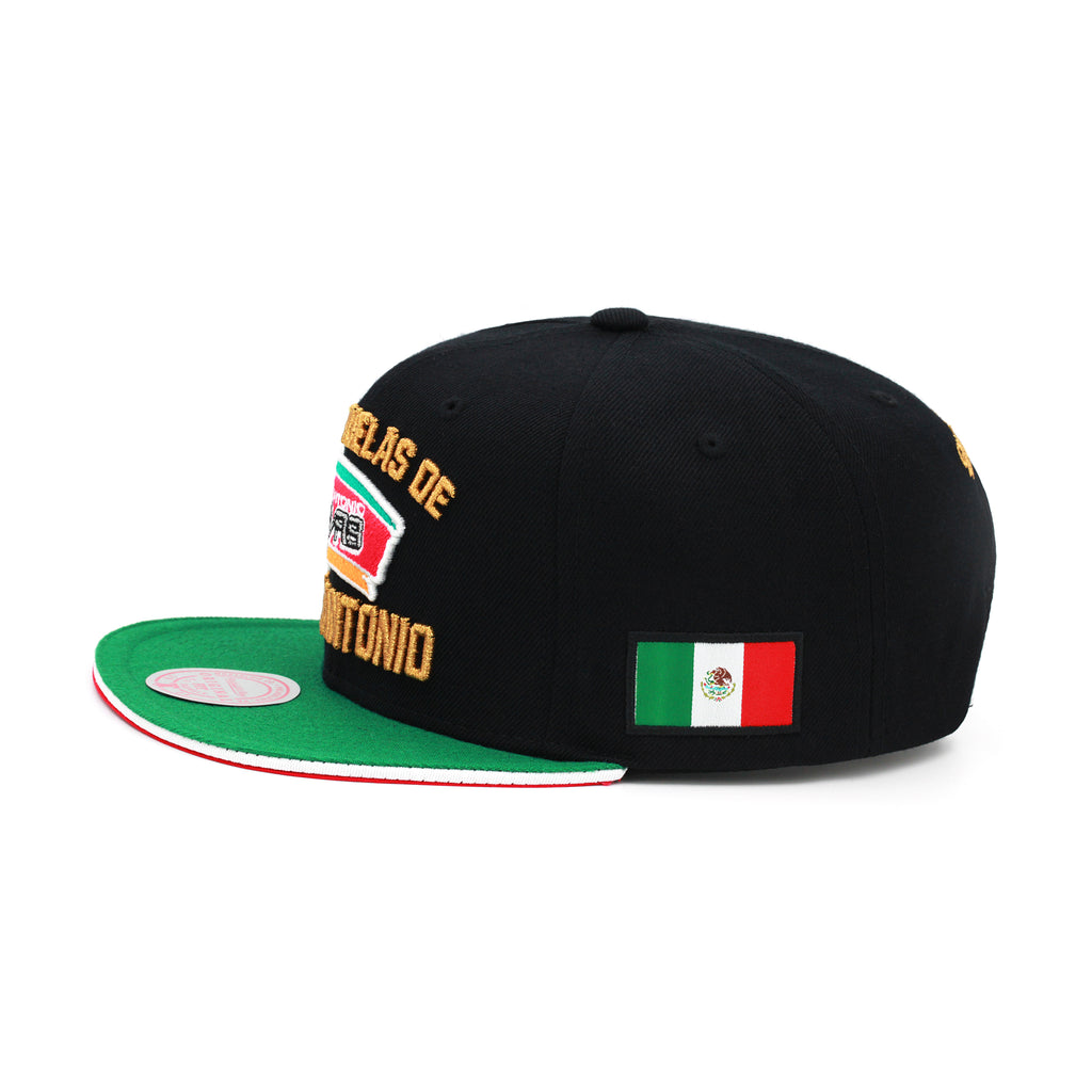 San Antonio Spurs Mitchell & Ness Snapback Hat Black/Green/Mexico