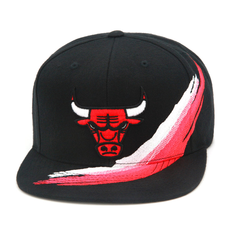 Chicago Bulls Mitchell & Ness Snapback Hat "Paintstroke" Black/Red/White