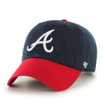 Atlanta Braves 47 Brand Clean Up Dad Hat 2-tone Navy/Red (Home)