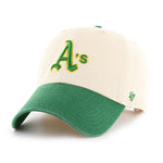 Oakland Athletics Cooperstown 47 Brand Two Tone Clean Up Dad Hat Natural/Kelly