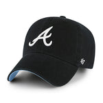 Atlanta Braves 47 Brand Ballpark Clean Up Dad Hat Black/Blue Bottom