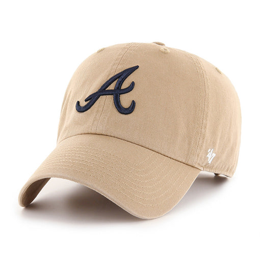 Atlanta Braves 47 Brand Clean Up Dad Hat Khaki/Navy