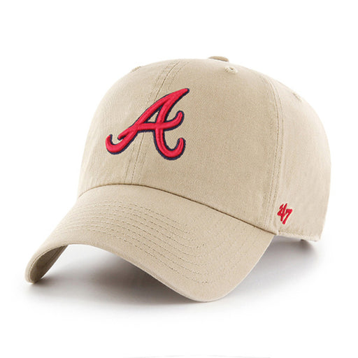Atlanta Braves 47 Brand Clean Up Dad Hat Khaki/Red
