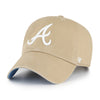 Atlanta Braves 47 Brand Ballpark Clean Up Dad Hat Khaki/Blue Bottom