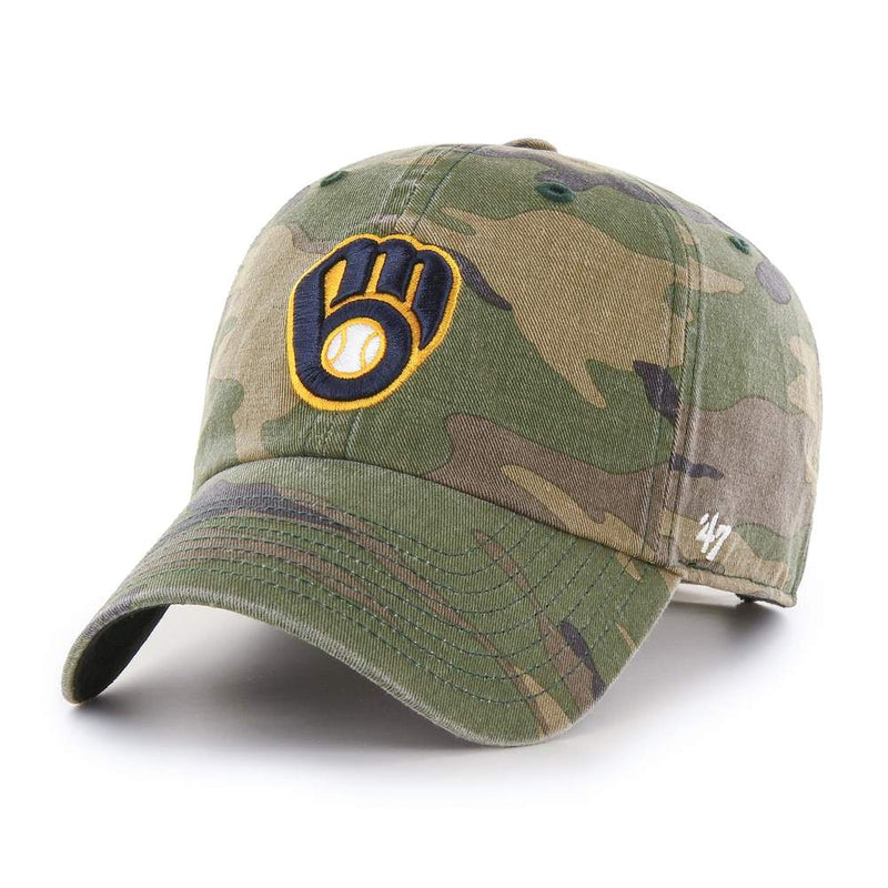 Milwaukee Brewers 47 Brand Clean Up Dad Hat Washed Camo