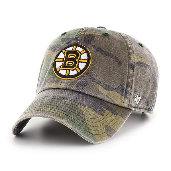 Boston Bruins 47 Brand Clean Up Dad Hat Washed Camo