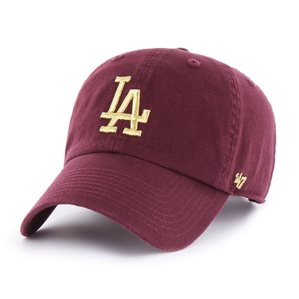 Los Angeles Dodgers Dark Maroon Gold 47 Brand Clean Up Dad Hat