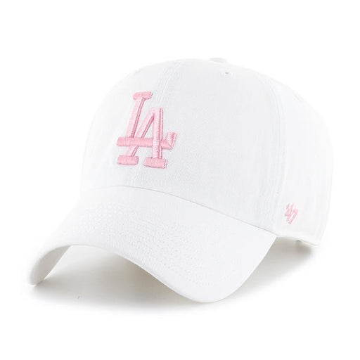 Los Angeles Dodgers 47 Brand Clean Up Dad Hat White/Pink