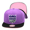 Sacramento Kings Mitchell & Ness Snapback Hat Pastel Purple/Pink Bottom