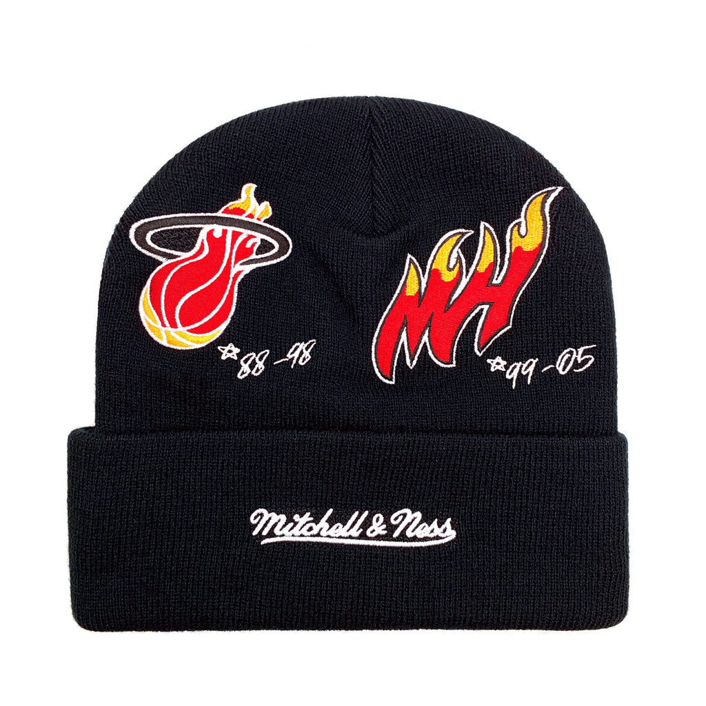 Miami Heat Mitchell & Ness Knit Beanie Hat - Black