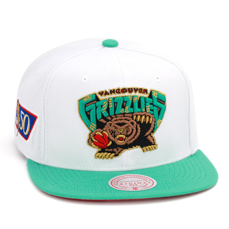 Vancouver Grizzlies NBA 50th Anniversary Mitchell & Ness Snapback Hat White/Turquoise