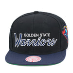 Golden State Warriors Mitchell & Ness Team Script 2.0 Snapback Hat Black/Navy