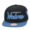 Minnesota Timberwolves Mitchell & Ness Team Script 2.0 Snapback Hat Black/Blue
