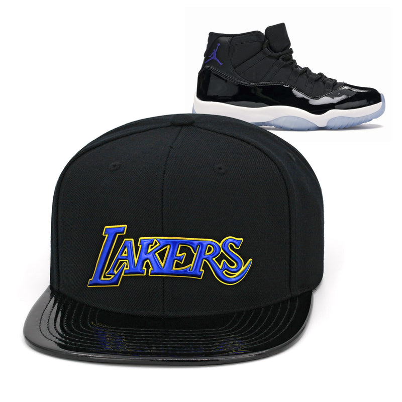 Los Angeles Lakers Mitchell & Ness Snapback Hat Black/Patent Leather