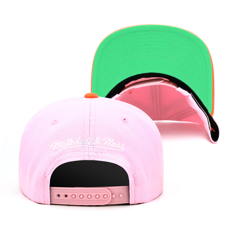 Toronto Raptors Mitchell & Ness Snapback Hat "Rainbow Sherbet" Light Pink/Orange