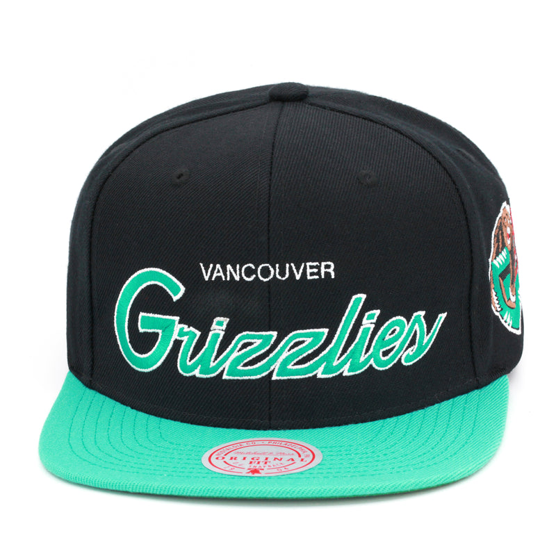 Vancouver Grizzlies Mitchell & Ness Team Script 2.0 Snapback Hat Black/Teal