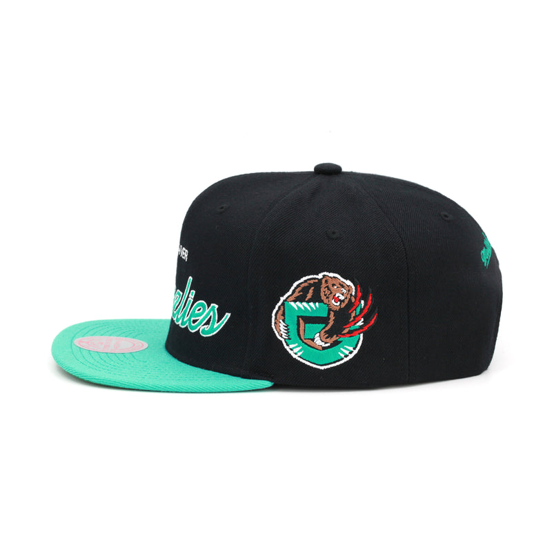 Vancouver Grizzlies Mitchell & Ness Team Script 2.0 Snapback Hat Black/Teal
