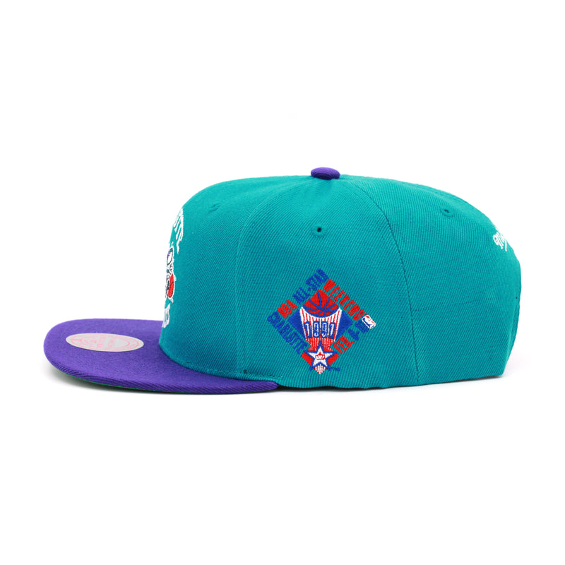 Charlotte Hornets All Star 1991 Mitchell & Ness Snapback Hat Teal/Purple