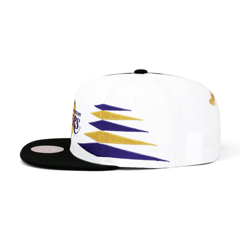 Los Angeles Lakers Mitchell & Ness Snapback Hat White/Black/Diamond Cut