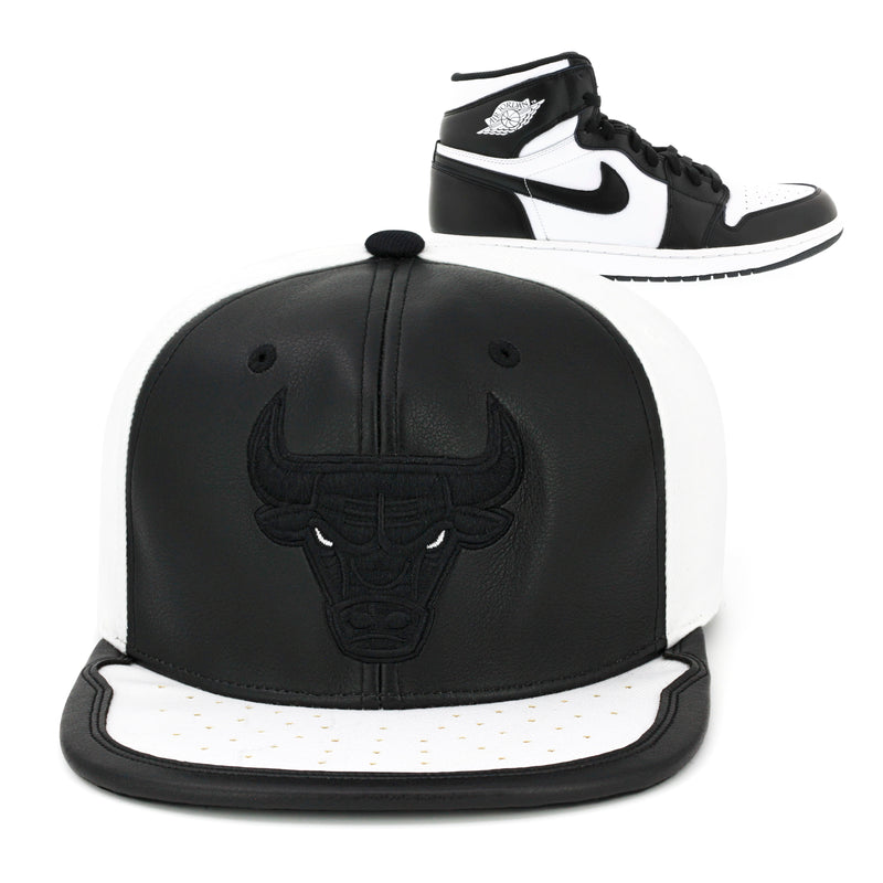 Chicago Bulls Mitchell & Ness Snapback Hat For Jordan 1 Retro Black White