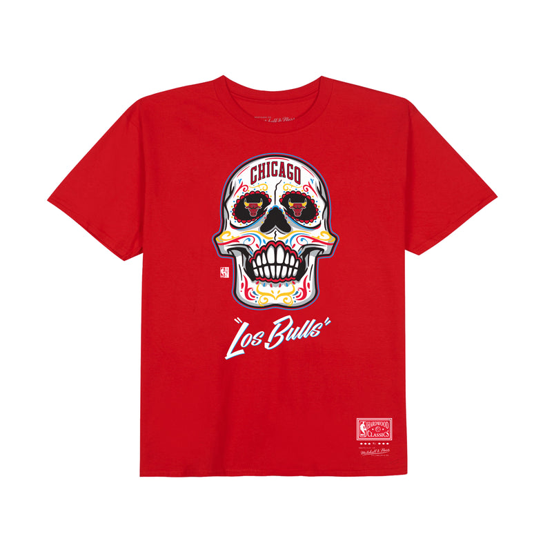 Chicago Bulls Mitchell & Ness Sugar Skull T-Shirt Tee - Red