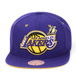 Los Angeles Lakers Mitchell & Ness Snapback Hat Purple/Gold Metal Pin