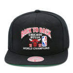Chicago Bulls Mitchell & Ness Retro Snapback Hat Black/Back to Back 91/92