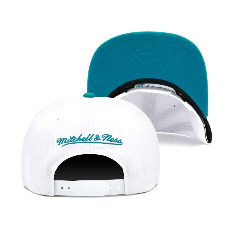 Charlotte Hornets Mitchell & Ness Core Basic Snapback Hat White/Teal