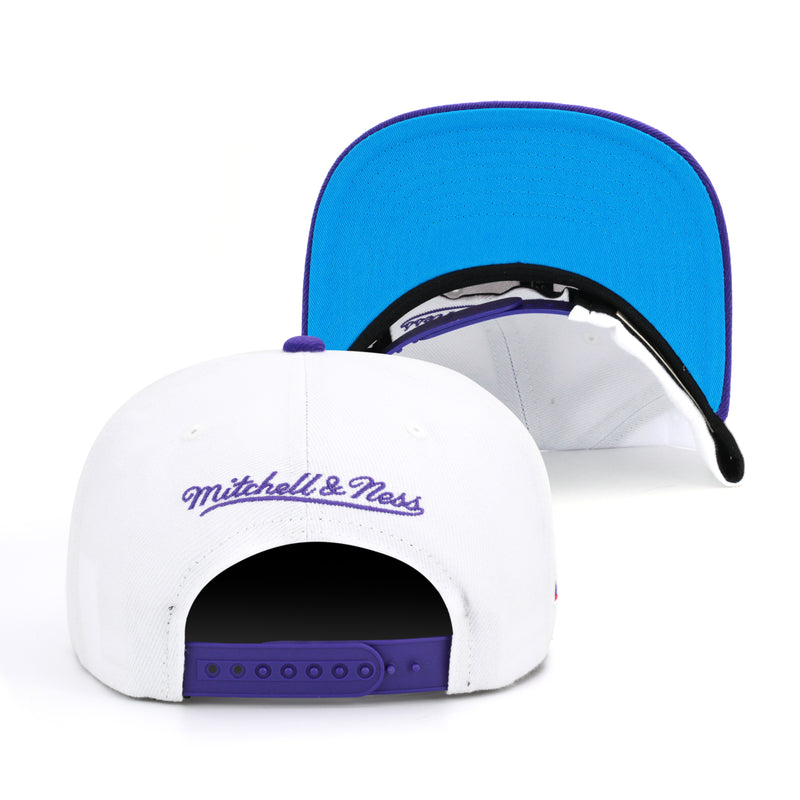 Utah Jazz NBA 50th Anniversary Mitchell & Ness Snapback Hat White/Purple
