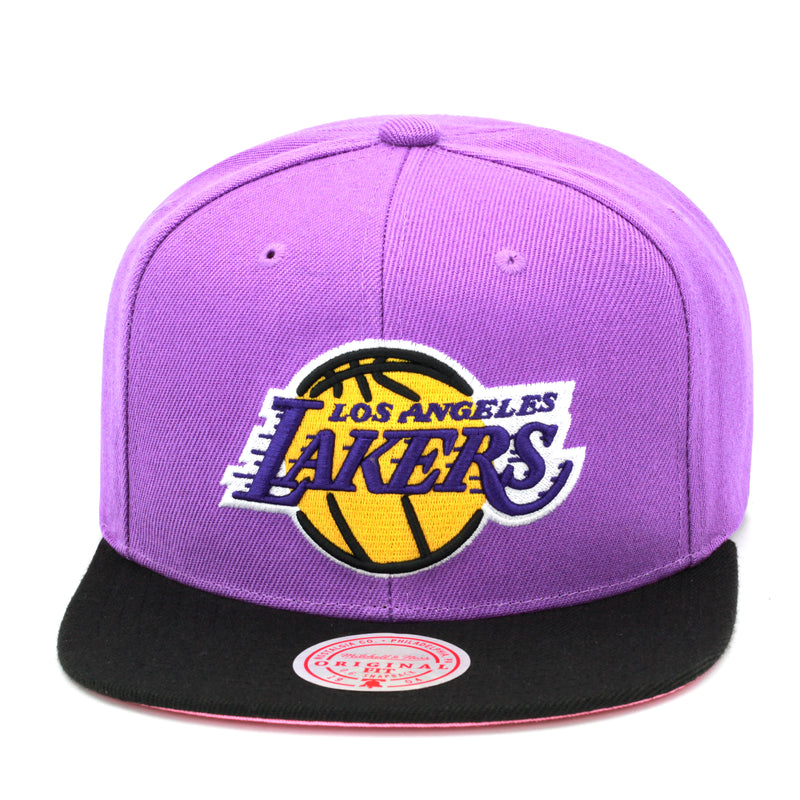 Los Angeles Lakers Mitchell & Ness Snapback Hat Pastel Purple/Pink Bottom