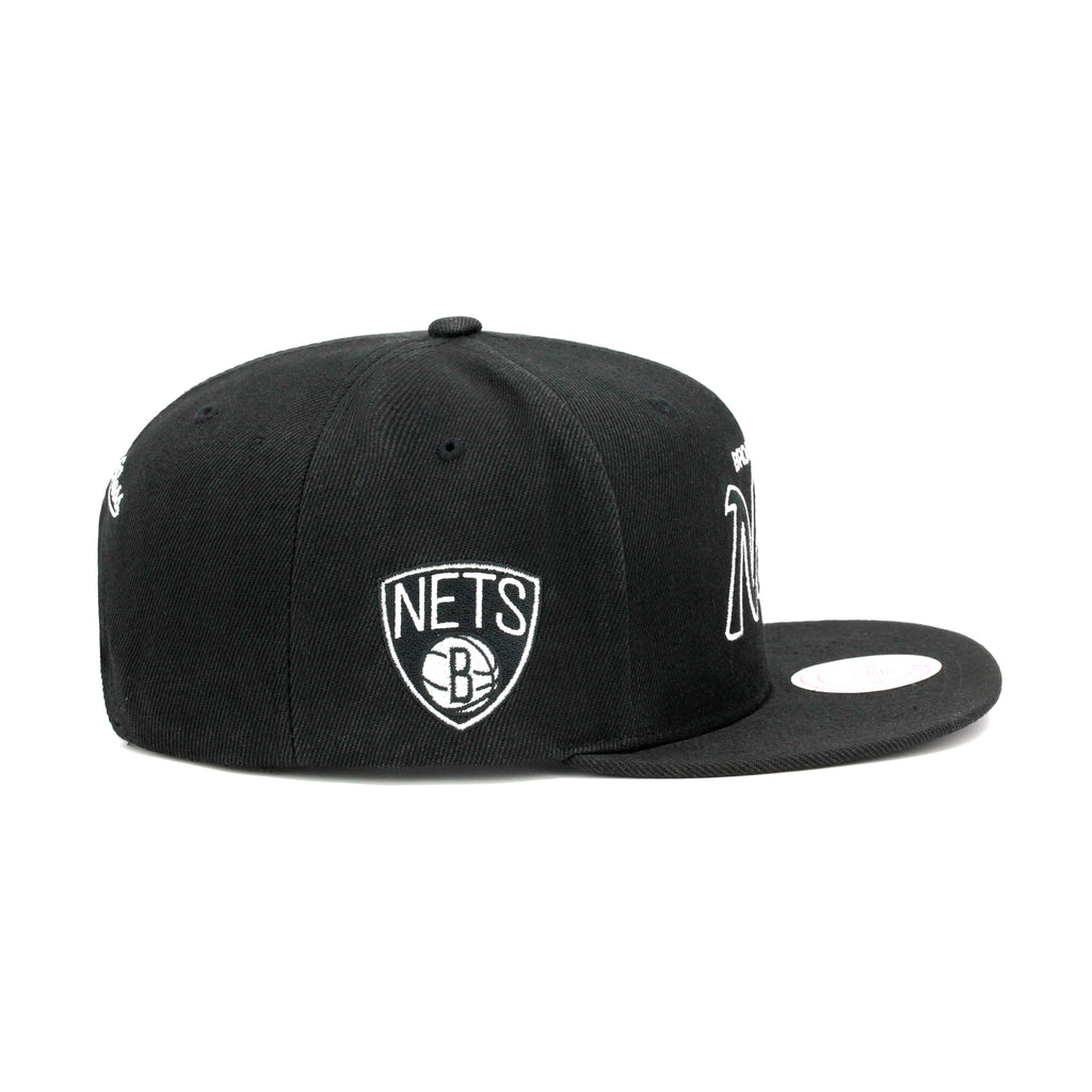 Brooklyn Nets Mitchell & Ness Snapback Hat Black/Script