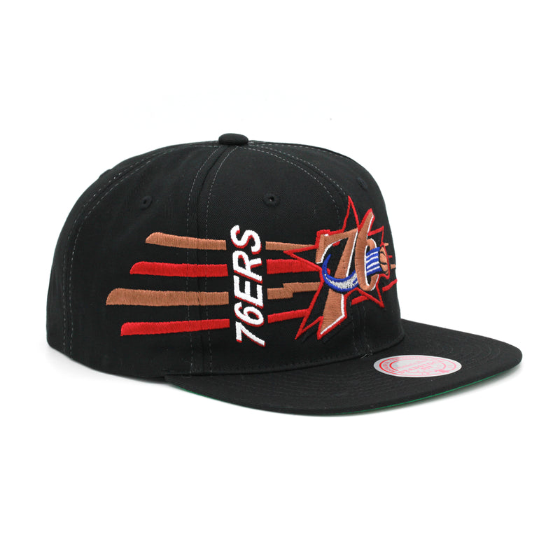 Philadelphia 76ers Mitchell & Ness Retro Bolt Deadstock Snapback Hat Black