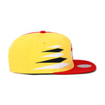 Atlanta Hawks Mitchell & Ness Snapback Hat Yellow/Red/Diamond Cut