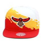 Atlanta Hawks Mitchell & Ness Paintbrush Snapback Hat Yellow/Red