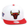 Chicago Bulls NBA 50th Anniversary Mitchell & Ness Snapback Hat White/Red