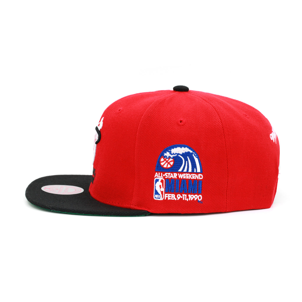 Miami Heat All Star 1990 Mitchell & Ness Snapback Hat Red/Black
