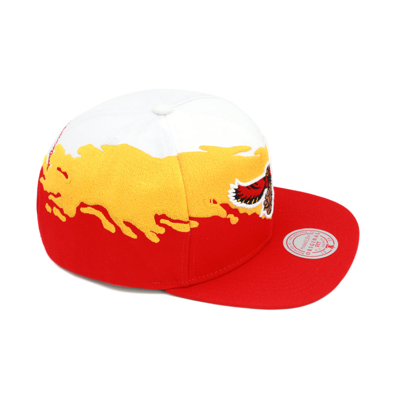 Atlanta Hawks Mitchell & Ness Paintbrush Snapback Hat Yellow/Red