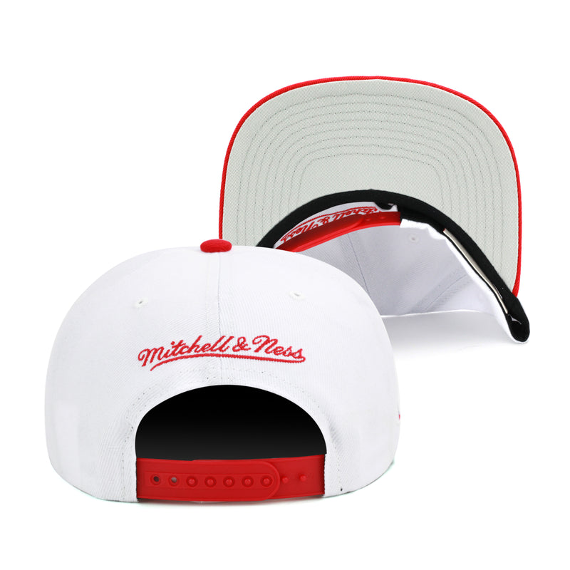 Chicago Bulls NBA 50th Anniversary Mitchell & Ness Snapback Hat White/Red