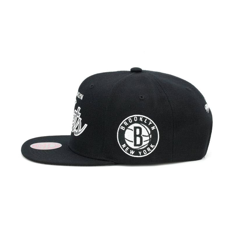 Brooklyn Nets Mitchell & Ness Team Script 2.0 Snapback Hat Black